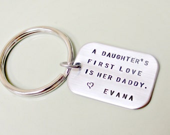 daddy key chain hand stamped stainless steel 4 sided bar