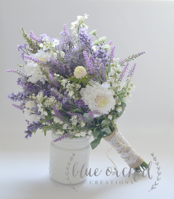 Wildflower Bridal Bouquet Rustic Bouquet Lavender