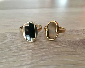 Ring set * "Yin & Yang" * wedding rings / partner rings made of 925 Silver with Onyx and Tiger's eye