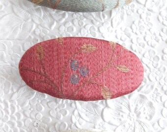 CLEARANCE - Floral barrettes, ivory barrette,fabric barrette, oval barrette, hair accessory, fashion accessory, only IVORY left