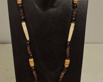 Necklace Black Buri Nut Bone Amber Necklace Handmade Jewelry Amber Bead Antique Bone Beads African Glass Seed Necklace