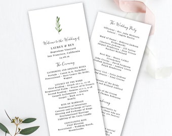 Wedding Program Template Printable Wedding Program DIY