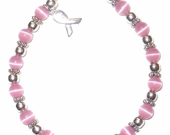 Pink Breast Cancer Awareness Packaged Bracelet - 6mm