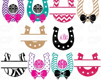 Horseshoe SVG Cut Files, Horseshoe Clipart, Bundle Svg, Horseshoe Monogram Frames Cut Files for Cricut, Silhouette Studio_Digital Download