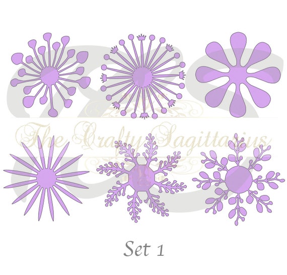 Download SVG Set 1-6 different Flat Center for Paper Flowers MACHINE