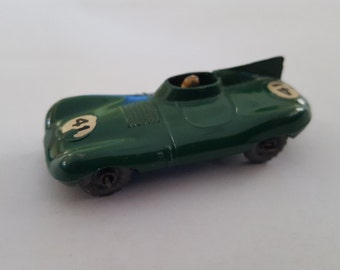 Vintage Matchbox series No 41 D Type Jaguar British Racing Green grey tires, Made in England by Lesney condition 8