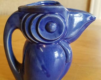 Vintage Blue Bird Toucan Pitcher / Ewer / Vase