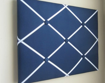 16"x20" French Memory Board, Bow Holder, Bow Board, Vision Boad, Photograph Holder, Organizer,Navy Blue and Light Blue Boys Memory Board