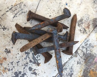 Lot of 10 Rusty and Old Vintage 6" Railroad Spikes - Wall Pegs - READ Description for Instructions to order MO