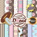 SALE Donut Clipart + Digital Paper : "Donut Paper"- Donut Clipart, Doughnut Birthday Invitation, Printable, Coffee Paper, Sprinkles Candy