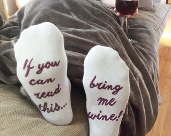If You Can Read This....Women's No Show Socks Printed with Text on Sole, Several Sayings Available Wine, Coffee, Cocktail - Sold by the Pair
