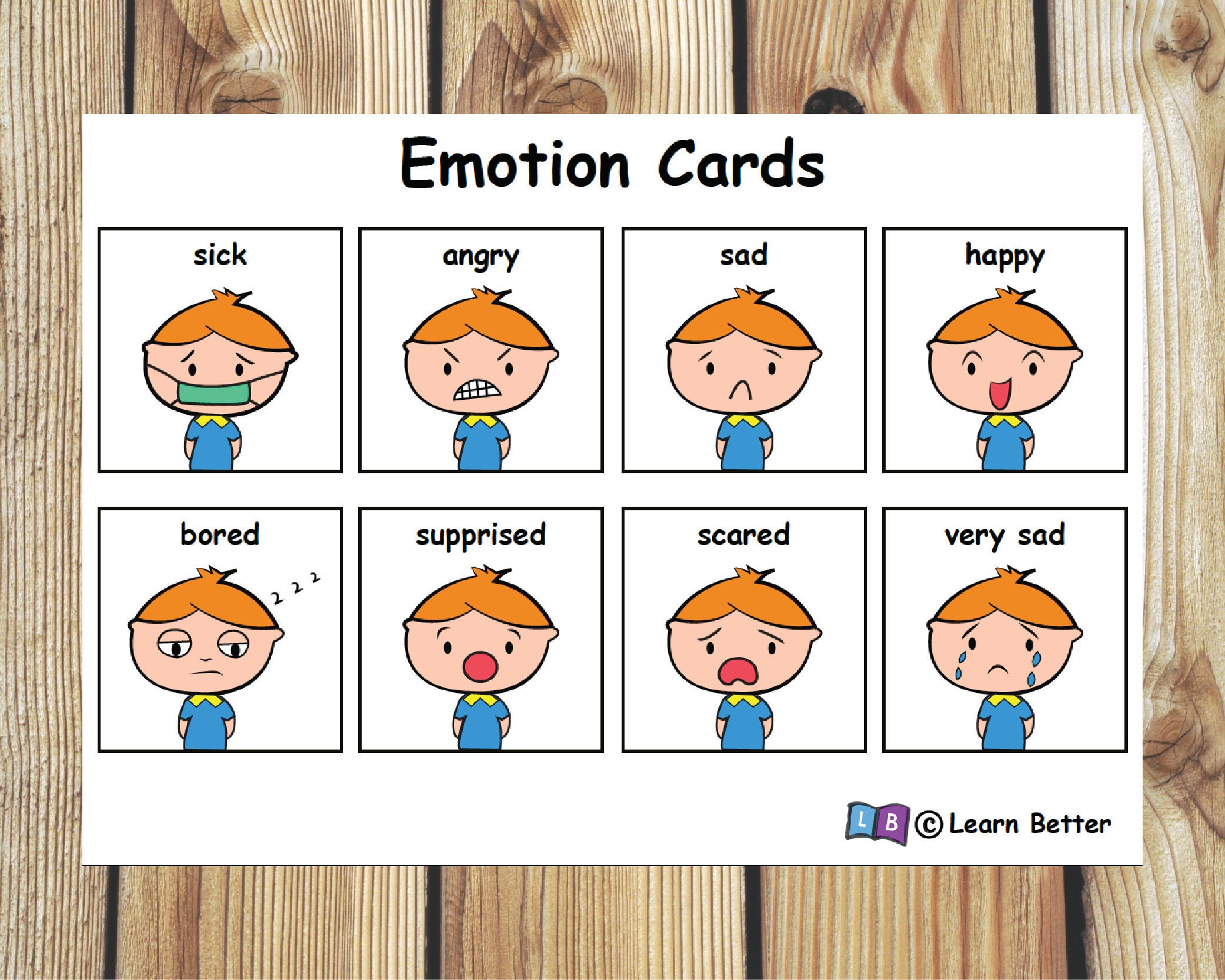 Emotion and Solution Cards for Boys/ Visual Aid/ Communication