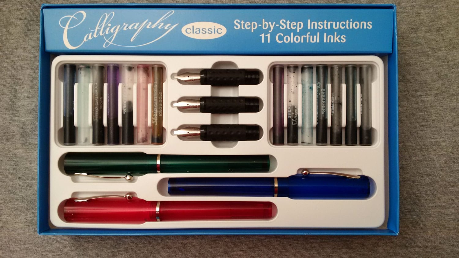 sheaffer-calligraphy-classic-set-3-pens-3-nibs-11-ink-cartridges-made