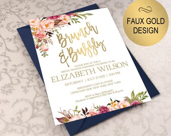 Brunch and Bubbly Bridal Shower Invitation, Bridal Shower Invite, Wedding Shower, Wedding Printable DIY PDF Instant Download|VRD164GF