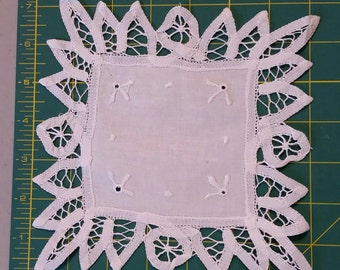 Battenburg lace square. White