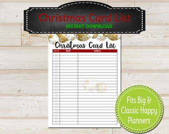 christmas card lists organizer