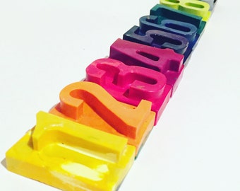NUMBER Crayons - Kids Number Rainbow Crayons - Mini set of 10 Number Recycled Rainbow Crayons- Easter Crayon Gift- Birthday Crayon Favor