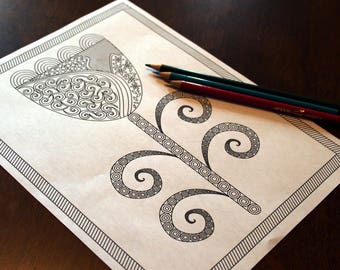 Adult coloring page; Instant download print