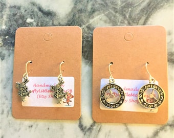 Clock earrings, March hare earrings, rabbit earrings earrings item 965 by CraftyLittleMonkeyGB