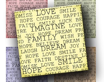 INSTANT DOWNLOAD Beautiful Words Squares Digital Images Sheet Two 2 Inch Squares for Tile Pendants Tags Magnets (GSTWO45)