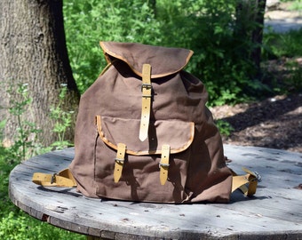 French backpack Lafuma, Military backpack, Vintage rucksack, Old mountain backpack, Brown canvas backpack, Military brown rucksack