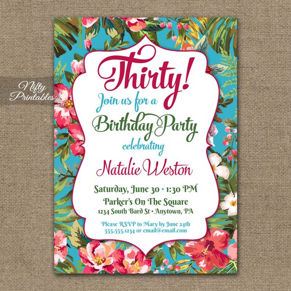 Tropical Birthday Invitations Printable Hawaiian Birthday