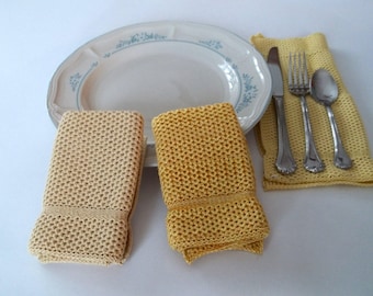Dishcloths Knit in Cotton in Butter, Daffodil, Gold/Yellow/Brt Yellow, Knit Washcloth, Wash Cloth, Dish Cloth,