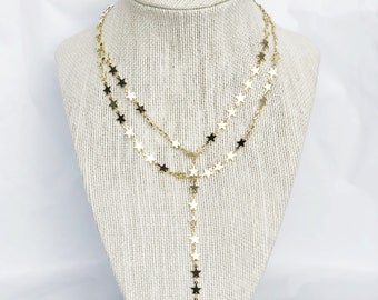 Double Layer Star Lariat Necklace