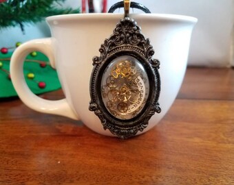 Resin clockwork pendant
