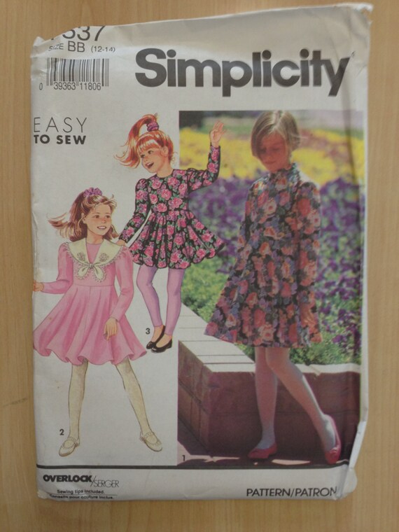 Simplicity Sewing Pattern 7537 Girls Dress in two Lengths and Leggings Size 12-14 90s Sale