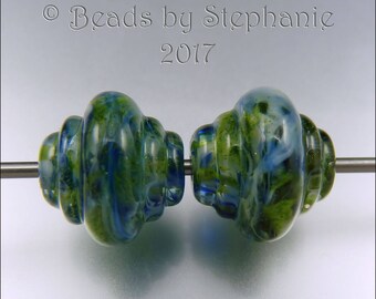 MEADOWS ORNATE - PAIR – Lampwork bead earring pair Handmade Jewelry Supplies - by Stephanie Gough sra fhfteam leteam
