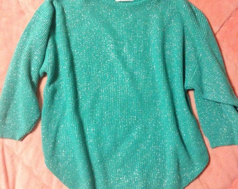 Vintage Mint Green Glitter Sweater, Vintage Green Sweater, Mint Green Sweater, Glitter Sweater, Fancy Holiday Sweater