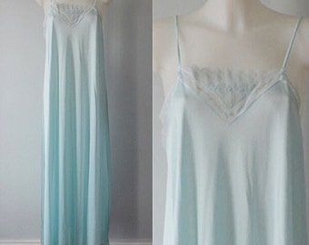 Vintage 1970s Kayser Mint Green Nightgown, 1970s Nightgown, Vintage Nightgown, Romantic, Kayser, Mint Green Nightgown, Vintage