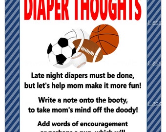Sports Diaper Thoughts, Sports Baby Shower Diaper Game, Diaper Message, Late Night Diaper, Words For Wee Hours - Printables 4 Less 0079