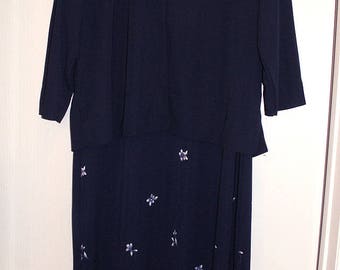 Vintage Long Maxi DRESS & JACKET Size M Easy Care Polyester