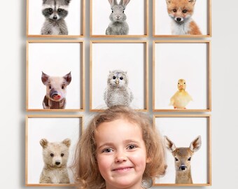 Woodland nursery decor, Baby woodland animals nursery, Animal prints, PRINTABLE wall art, Baby animal prints, Nursery decor, Fox print, Owl