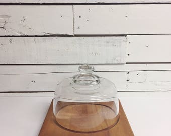 Vintage wood tray & cloche | cheese tray