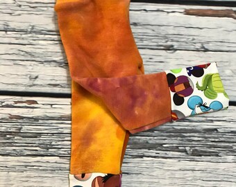 Wool Interlock Longies - Medium - Orange - Hand Dyed - Cuffed