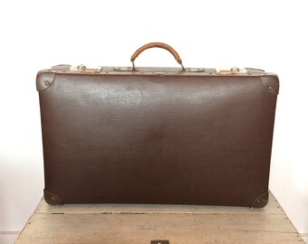 Retro bruine koffer vintage brown fifties sixties suitcase - Vulcan Fiber Sohmann - Rockabilly
