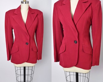 Vintage 1940s Tailored Jacket Red 40s Fitted Coat Nipped Waist