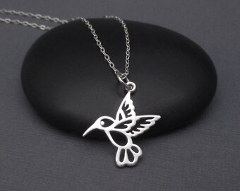 Hummingbird Necklace Sterling Silver 925 Small Hummingbird Pendant Charm