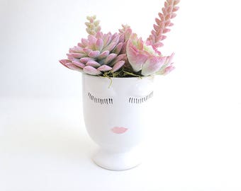 Succulent arrangement, Bridal shower gift, Face planter, head planter, face vase, Housewarming gift, bridesmaid, Birthday gift, flower vase