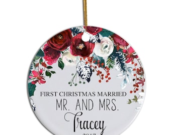First Christmas Married Ornament, 1st Christmas Married, Personalized Ornament, Mr Mrs Ornament, Couples Ornament Personalized Wedding Gift