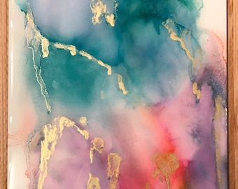 Alcohol Ink Painting on Panel