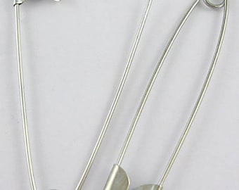 10 large safety pin 56mm x 12mm steel color