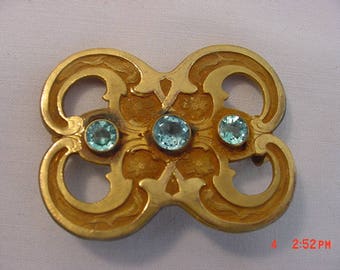 Vintage Light Blue Rhinestone Brooch 18 - 539
