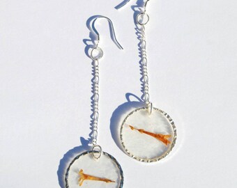 Orange Flower Dangle Earrings