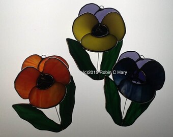 Pansy in Stained Glass Suncatcher