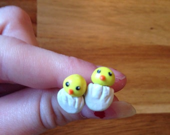 Chicks hatching out of eggs earrings