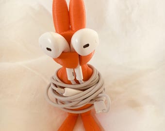 Bunny earphones / hahahaha / headphone stand / wrapped rabbit / hahahahaohgod / animal earphone stand / earbud holder